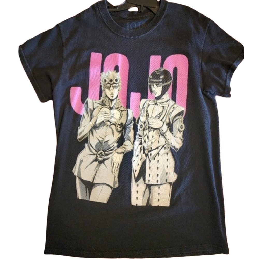 HOT TOPIC JoJo's Bizarre Adventures Graphic Tee - Black and Pink Sz S Juniors